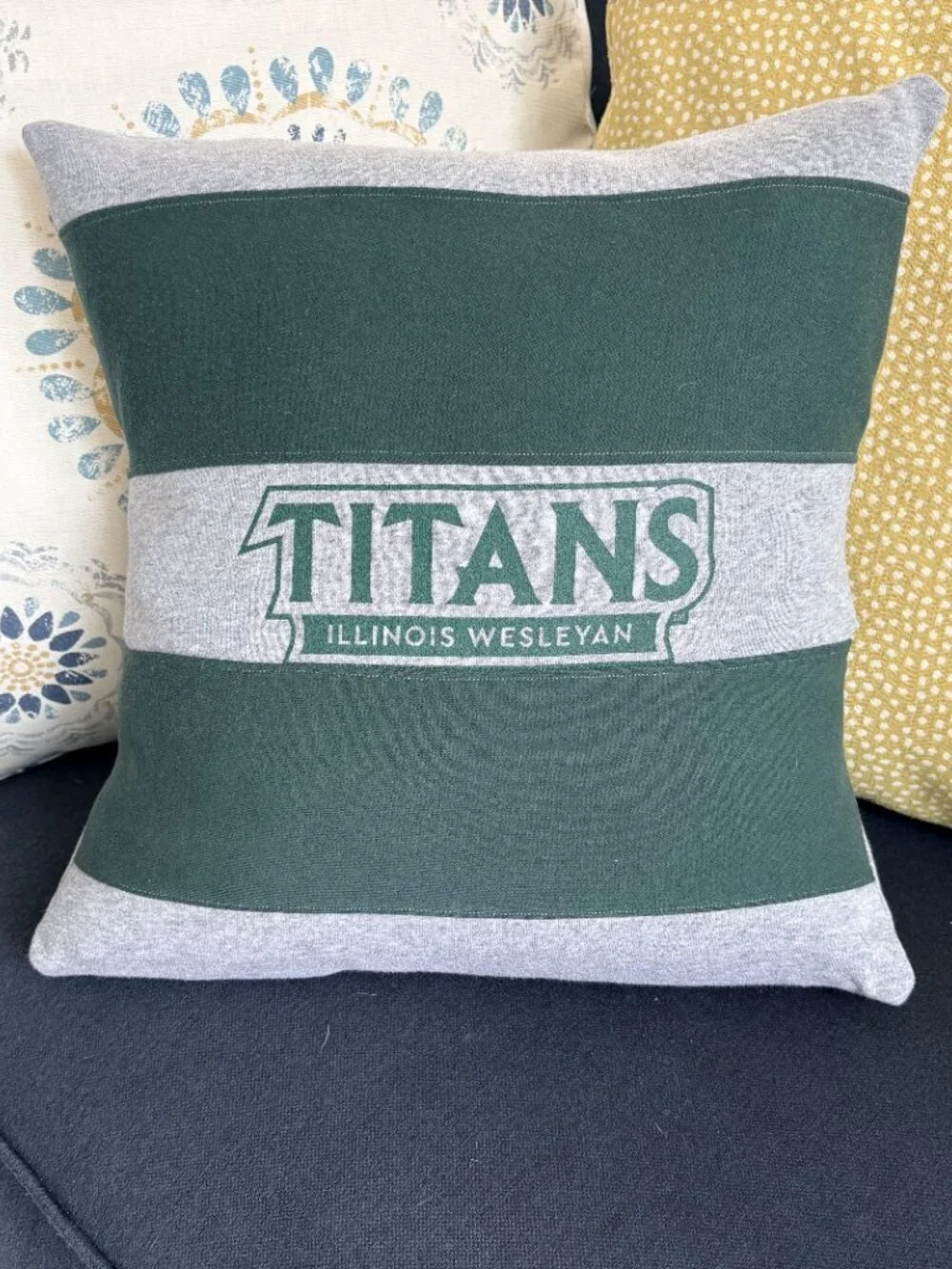 Illinois Wesleyan University reworked sweatshirt throw pillow cover dorm decor